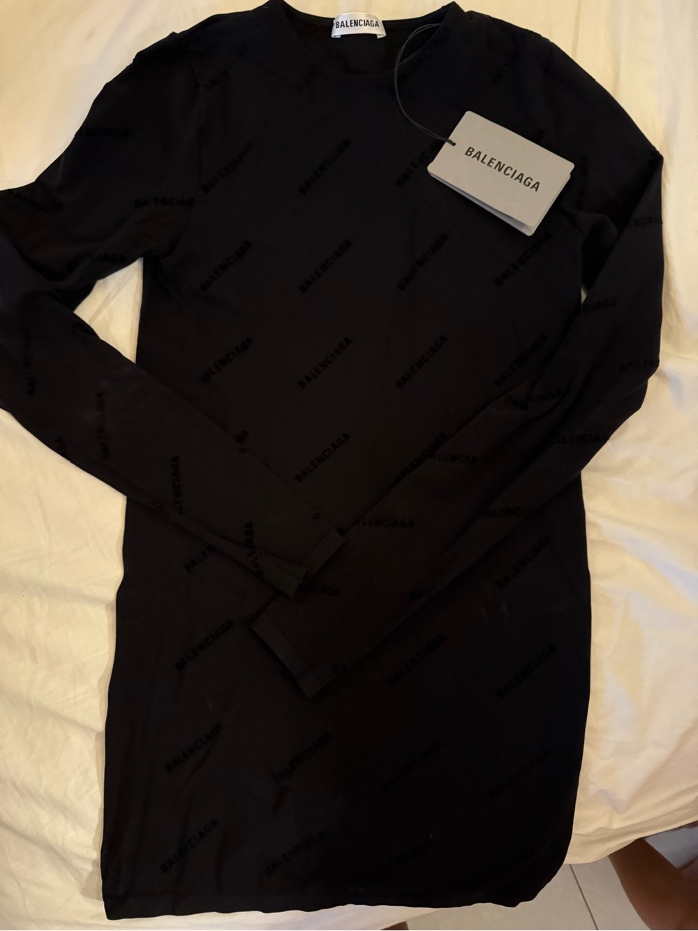Balenciaga Black Logo Crewneck Top